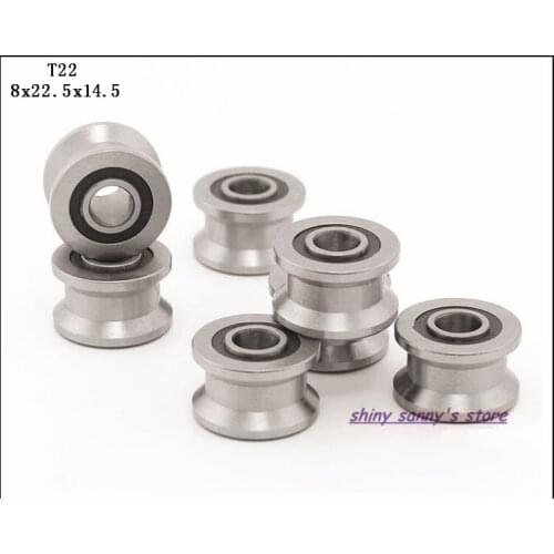 15pcs/Lot T22 8x22.5x14.5x13.5mm T Groove Bearing Steel Deep Groove Ball Bearing Traces Walking Guide Rail Bearing Brand New