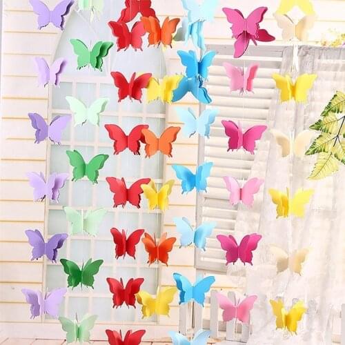 2.7m Colorful 3D Butterfly Paper Garland Banner for Birthday Party Baby Shower Decoration Wedding Home Room Decoration Supplies