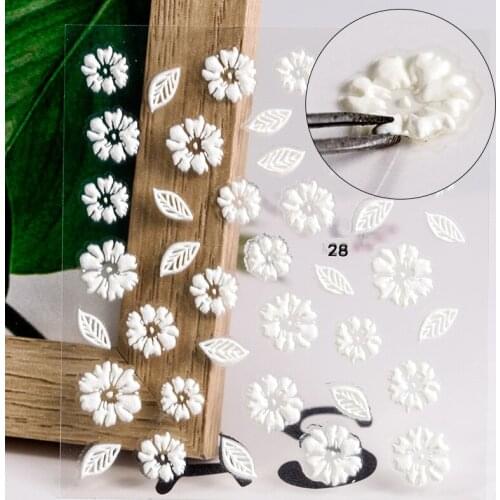 2021 New Nail Stickers 5D Alleviating Fading White Leaf Gel Nail Cream Clearance Handling Sale free shipping