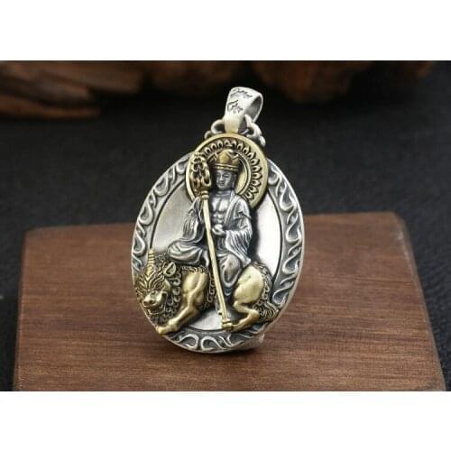 925 sterling Silver Ksitigarbha Buddha pray pendant charm jewelry A4875