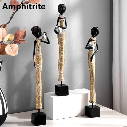 African Women Model In Miniature Sculpture Modern Art Character Statue Garden Wedding Decoration For Home Accessories Room