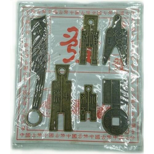 ANGRLY 6pcs Chinese Feng Shui Coins Knife Money Chinese Coins Collection Lucky Copper Coin Copper Party Supplies Ancient Weapon