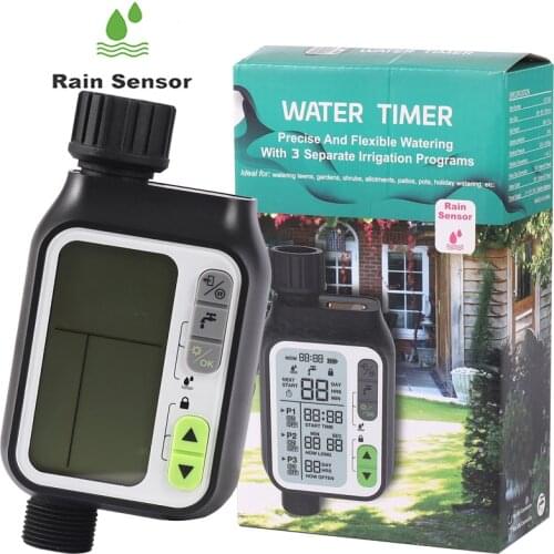 Watering Timer with Rain sensor Irrigation Timer Waterproof Water Level Sensor Automatic Watering System Irrigation Controller
