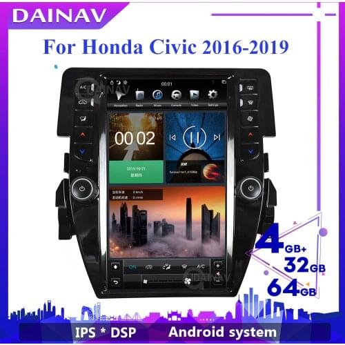2 din Telsa Style Car Radio GPS Navigation for Honda Civic 2016-2019 Android Car Radio HD Autoradio Multimedia Player