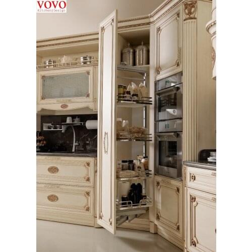 White solid wood pantry and kitchen