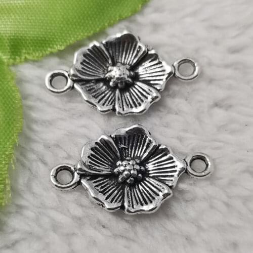 Free Ship 216 pcs Antique silver flowers connectors 25x15mm #5105