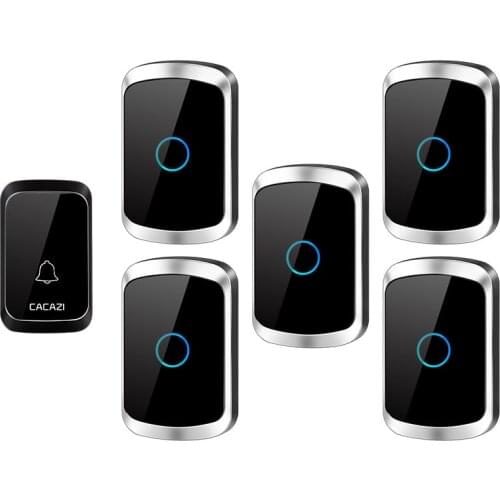 CACAZI Wireless Doorbell 300M Remote Waterproof Intelligent LED Light Home Door Bell Cordless 58 Chimes 1 Button 5 Receivers