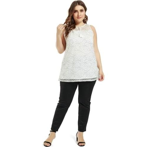 Spring Summer Blouses Women Tops L To 3XL Plus Size Blouses Sleeveless Casual Lace Blusas Mujer De Moda