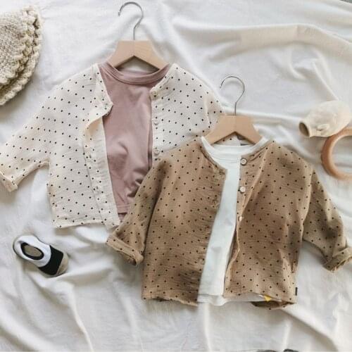 Girls Blouses Korean Style Polka Dot Shirt For Toddler Girl Tops Clothes 1-7Year