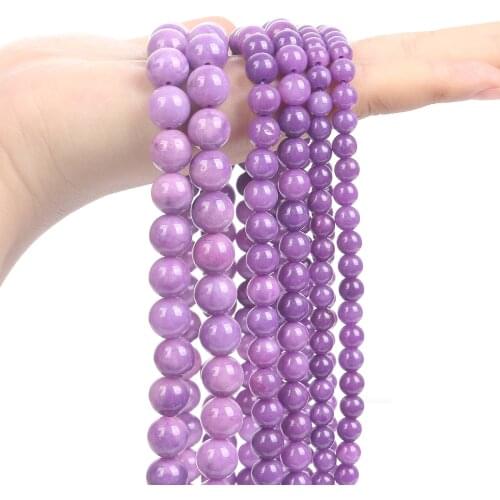 Natural Stone Beads Lepidolite Purple Mica Round Loose Space Bead For Jewelry Making Needlework DIY Bracelet Necklace 4/6/8/10MM