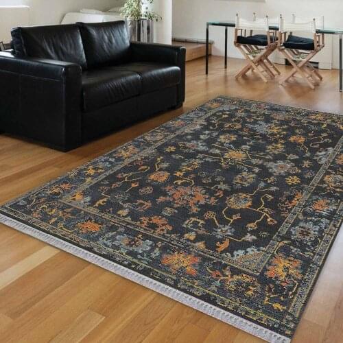 Black Red Blue Yellow Floral Retro Flowers 3d Printed Non-slip Washable Decorative Area Floor Mat Bohemian Rug