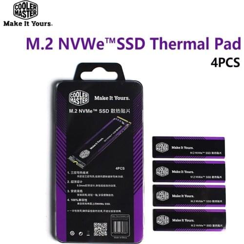 Cooler Master 4PCS M.2 SSD Thermal Pad Heat sink Solid State Drive cooling Silicone pad For All NVMe SSD
