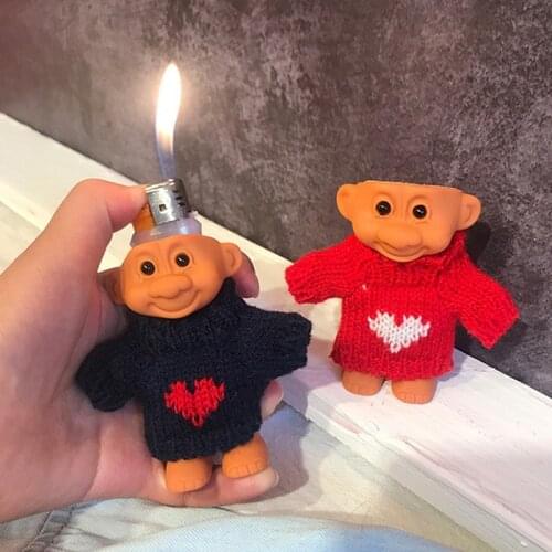 New Troll Doll Lighter Case Holder Silicone Lighter Sleeves Kawaii Catoon Lighter Covers Smoking Accessory (Lighter Not Include)