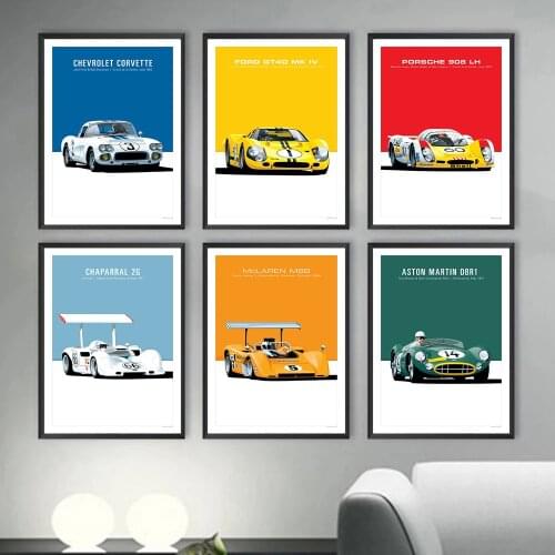 Extreme sport 24 Hours Of Le Mans Racing Car Art Paintings on the Wall Posters and Prints Art Canvas Pictures Home Decor Cuadros