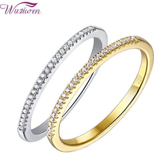 Wuziwen Solid 925 Sterling Silver Yellow Gold Color Wedding Rings For Women Promise Finger Ring Zircons Jewelry Gifts BR0931