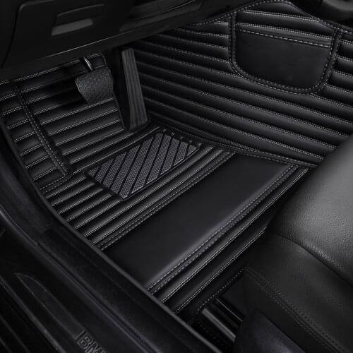 Red Leather car floor mat For ssangyong kyron actyon sport korando rodius rexton Chairman tivolan rug carpets accessories