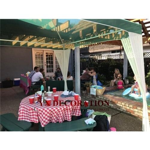 Buffalo Plaid Tablecloth Round White Black Red Checkered Gingham Polyester Table Cloth For Wedding Event Decoration