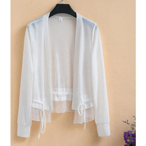 Summer Womens Long-sleeved Air Conditioning Cape Sun Protection Short Sweater Coat Casual Thin Knit Cardigan Large Size 5XL