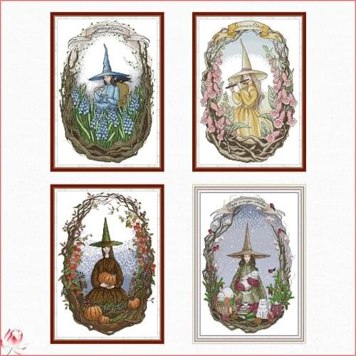 Cute Sorcerer Printed Cross Stitch Kit 14CT 11CT Canvas DIY Character Pattern Needlework Embroidery Kit Home Decoration Painting