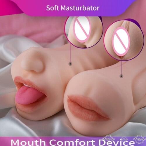 Male Masturbator ual Open Mouth Teeth Realistic Silicone Vagina Real Pussy Sex Deep Sex Toys for Men Oral Masturbation Sextoy