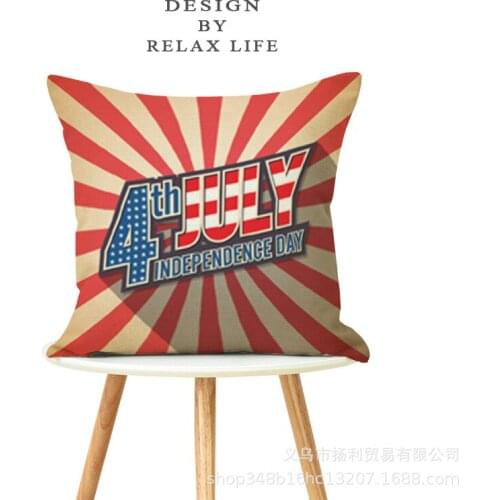 American Independence Day Pillow Blue Red Striped Linen Print Pillowcase Cushion Cover Pillow Covers Decorative 2021