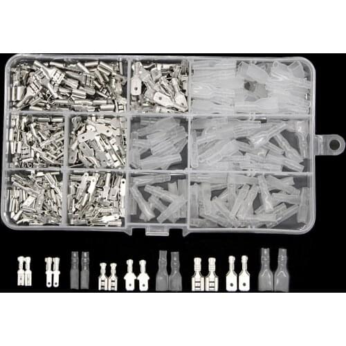 270PCs Assorted Female & Male Spade Crimp Connectors Kit 2.8/4.8/6.3mm Crimping Terminal Insulated Electrical Wire Terminals