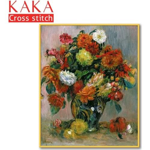 Cross stitch kits,Embroidery needlework sets with printed pattern,11CT-canvas for Home Decor Painting,Flowers Full NCKF329