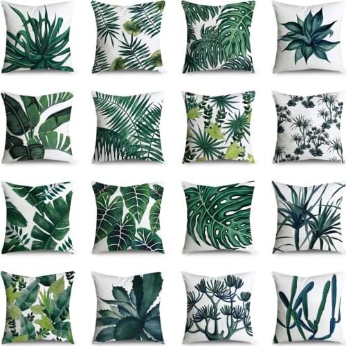 Tropical Plant leaves Pillowcase Palm Monstera Cactus Green Polyester Pillows Cover Decorative Modern Simple Sofa Cushions Cover