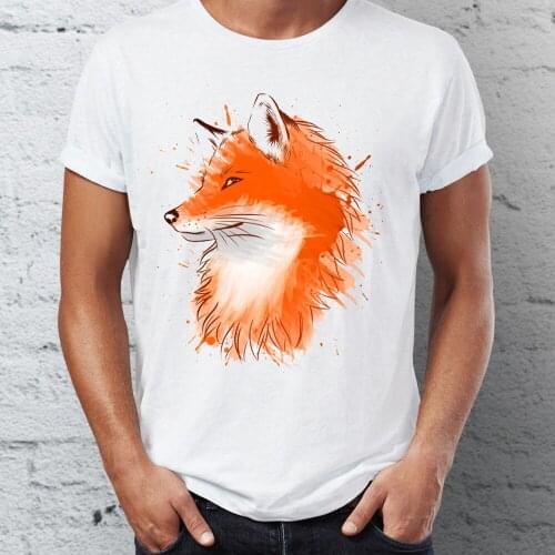 New Men short sleeve t-shirt Watercolor Fox Animal Awesome Artsy t shirt tees tops funny harajuku streetwear