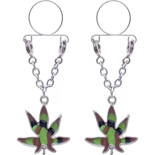 2018 New Fashion leaves Non pierced Clip On Nipple Ring Women Nipple Sheild Fake Nipple Dangle Adjustable Body Jewelry Drop Ship