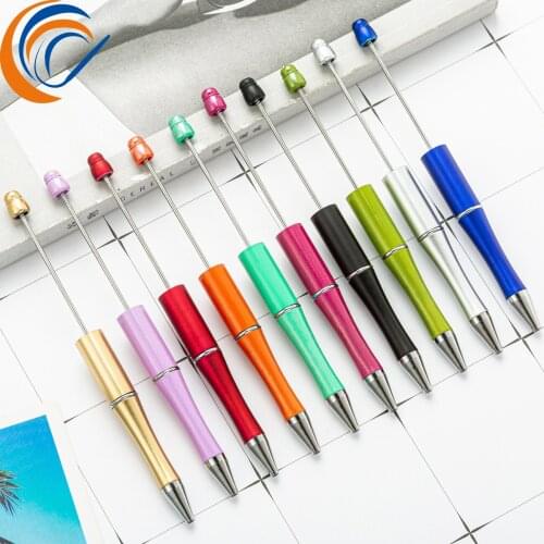 Wholesale Creative Beaded Plastic Ballpoint Pen 10pcs Per Set Gift Ballpoint Pen Plastic Diy Pen