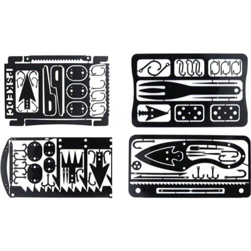 Outdoor Multifunctional Stainless Steel Survival Tool Fishing Hook Card for Camping