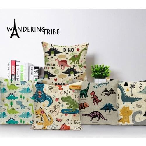 Dinosaur Cushion Cover Case Animal Cartoon Colorful Covers for Cushions Children Cute Decorative Throw Pillow Cases on Pillows