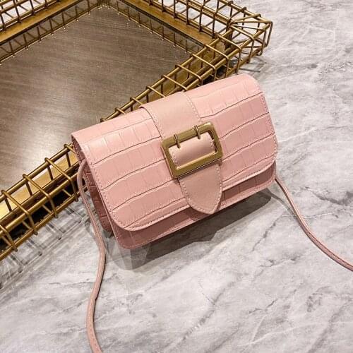 Coin Purse Bag Small Square Bag Fashion All-Match Womens Bags 2021 New Crocodile Pattern Shoulder Bag Pu Leather Mobile Phone