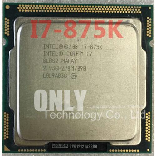 Free shipping i7 875K 2.93GHz 8M SLBS2 Quad Core Eight threads desktop processors Computer i7-875K CPU Socket LGA 1156 pin