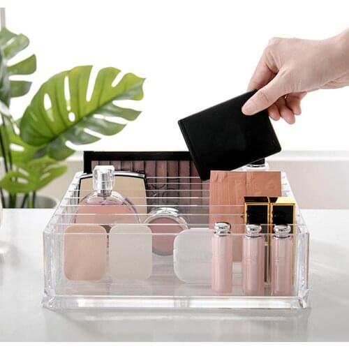 Clear Acrylic Makeup Organizer CC Cream Storage Box Plastic Organizer Cosmetic Holder Cabinet Powder Display Box Display Shelf