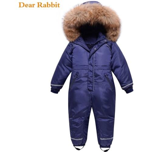 Russia winter children clothing ski suit down jacket boy outerwear coat thicken Waterproof snowsuits Girl parka real fur clothes