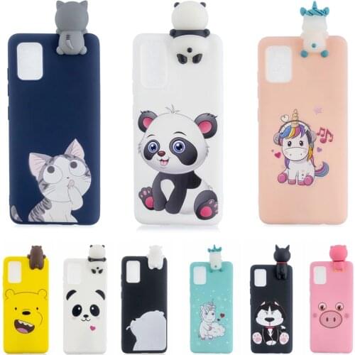 S20 Ultra 3D Case for etui Samsung S8 S9 S10 S20 Plus Case Kawaii Unicorn Panda Silicone Cover on Galaxy S10E S10 Lite S7 Edge