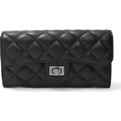 New sheepskin bag, small and thin, simple and large capacity pocket card, wallet and real Wallet