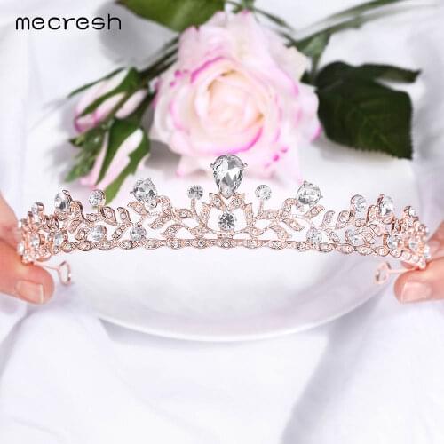 Mecresh Wedding Tiaras and Crowns for Brides Crystal Bridal Hair Accessories Rhinestone Princess Pageant Diadem Headbands HG250