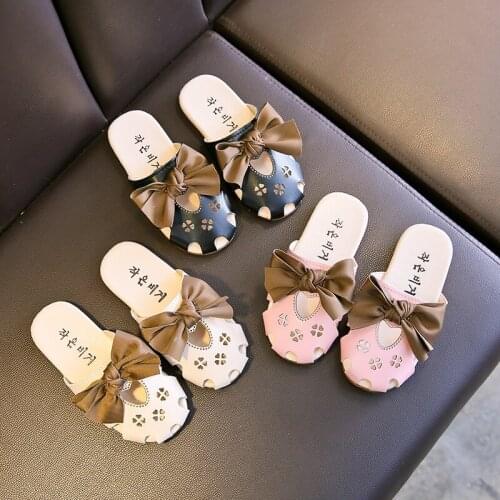 Girls' Baotou Slippers 2021 Summer New Korean Versatile Bow Tie Half Slippers For Children