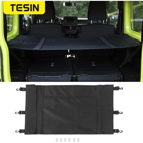 TESIN Stowing Tidying for Suzuki Jimny JB74 2019 Car Rear Trunk Curtain Cover Storage Bag Net for Suzuki Jimny 2020 Accessories