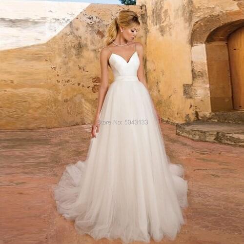 Comfortable Tulle Two Piece Mermaid Wedding Dresses with Detachable Skirt V Neck Straps Backless Bridal Gowns 2021 Turkey