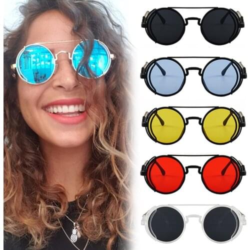 Vintage Round Steampunk Sunglasses Men Women Fashion Metal Glasses Brand Design Sunglasses High Quality UV400 Gafas