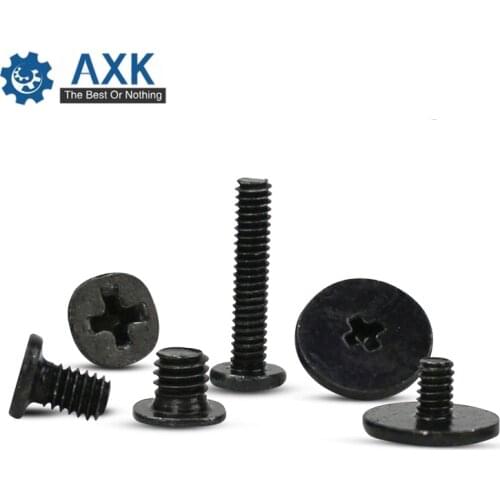 Phillips Machine Screws Wafer Head Laptop Screw Steel Black 4*0.5 500pcs/lot M2 Flat Verbus Ripp Bolt Stainless & Carbon