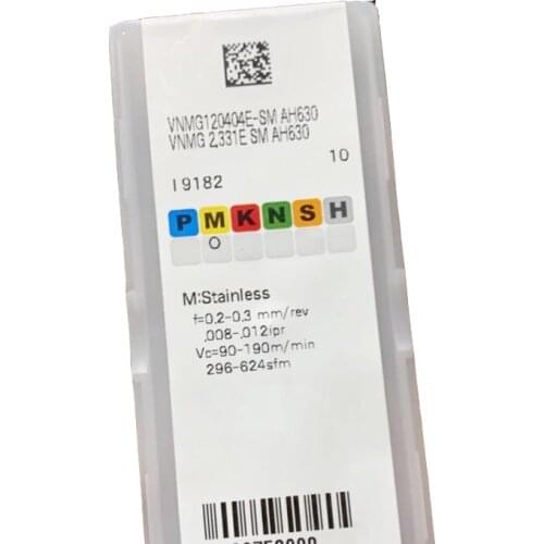 VNMG120404 VNMG120408 E SM AH630 Carbide Insert 100% Original CNC Lathe External Turning Blade Tool for Stainless Steel