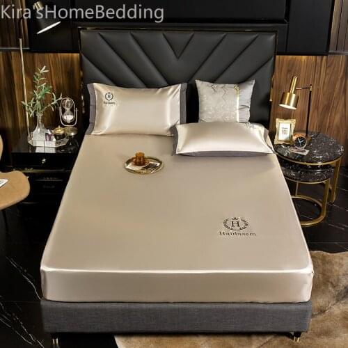 Embroidery Bed Sheet With Pillow Case,3 in 1 Bedsheet,Elastic Fitted Sheet,Bed Cover Mattress(Depth) 5-38cm