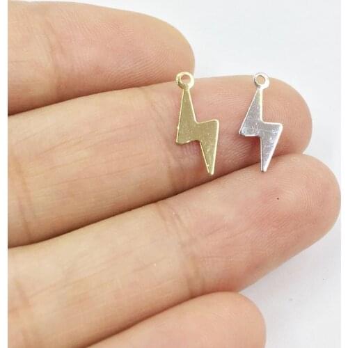 Eruifa 20pcs 14*5mm Pretty Mini Thunder Brass Jewelry DIY Charms Pendant Necklace,Eearrings 2 Colors