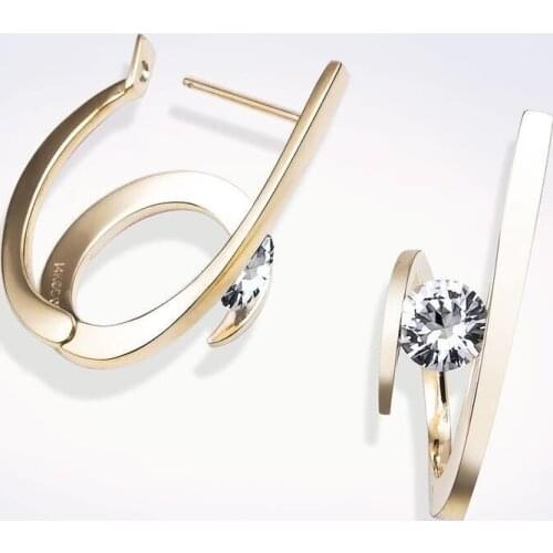 Fashion Statement Earrings Metal Geometric Earrings For Women Zircon Hoop Earrings Modern Minimalist Earring Jewelry