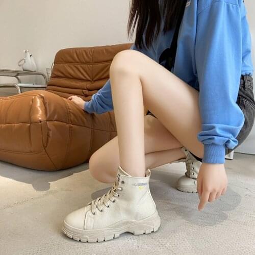 Womens Autumn Boots 2021 Fashion Increase Platform Boots Women Comfort Ankle Boots Women Lace Up Casual booties Botas De Mujer